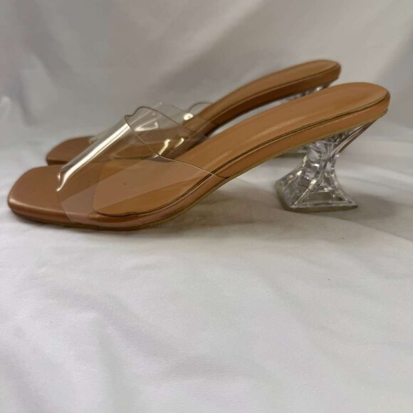 Sandal Clear Heels for Women Clear Strappy Square Open Toe Size 7.5 - Picture 5 of 8
